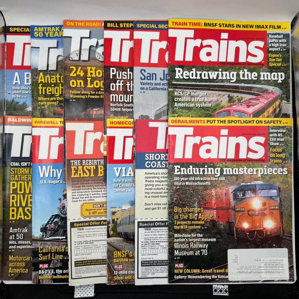 Trains Magazine Lot 12 Issues 2021-2023 Railroading BNSF Norfolk Southern Rail